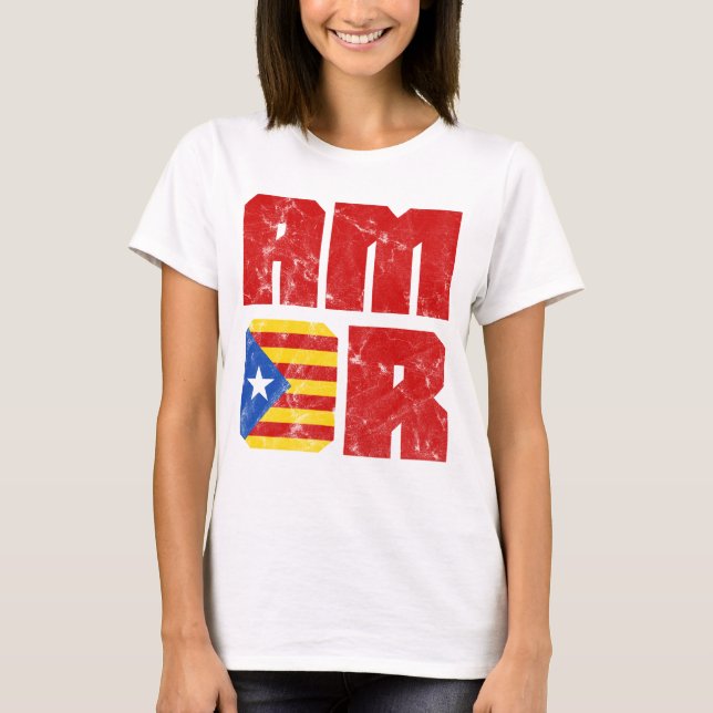 T-shirt Amor Catalan Love, Catalogne Estelada Drapeau (Devant)