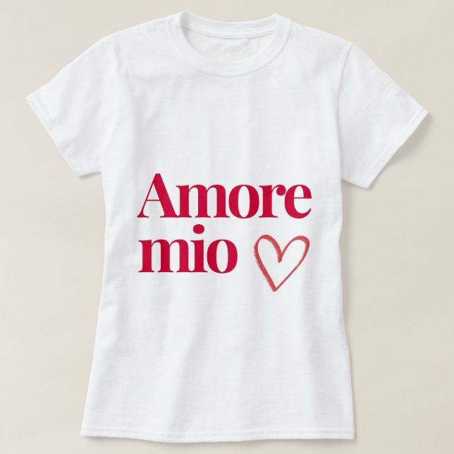 T-shirt Amore Mio ❤️ – Cadeau romantique en coton  (Design devant)