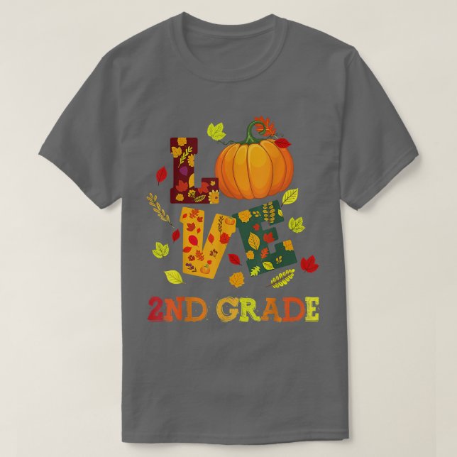 T-shirt Amour 2e année Joyeux automne Yall Automne Enseign (Design devant)