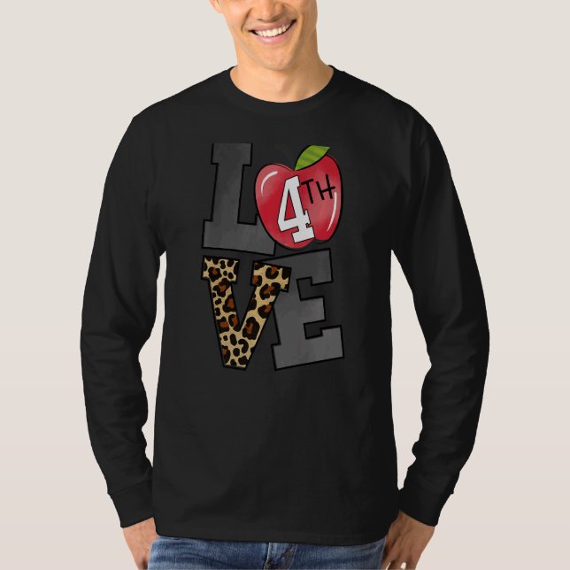 T-shirt Amour 4e année Apple Leopard Premier jour de l'éco (Devant)