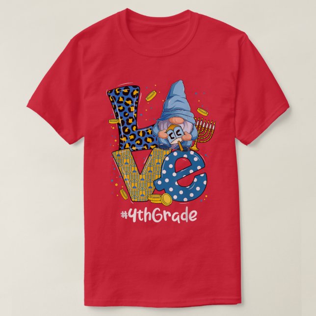T-shirt Amour 4e année Leopard Gnome Happy Chanukah Hanukk (Design devant)