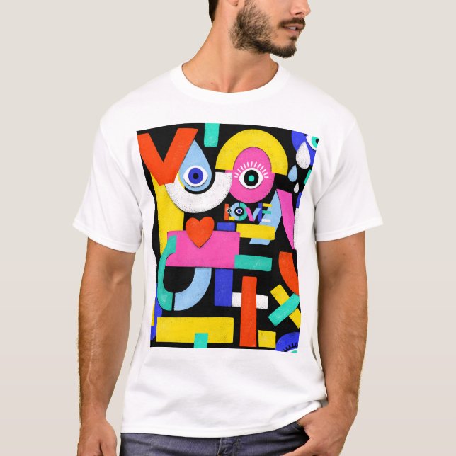 T-shirt Amour Abstrait, yeux : motif coloré (Devant)