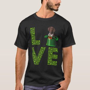 T-shirt Amour Allemand Pointeur à cheveux courts Shamrock