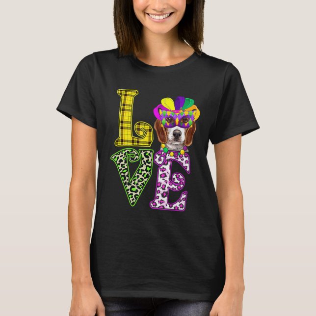 T-shirt Amour amusant Mardi Gras Beagle Chien Papa Chien M (Devant)