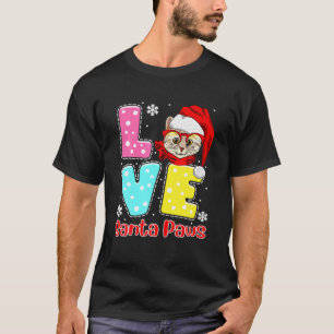 T-shirt Amour amusant Père Noël Paws Noël Chat Carlin L