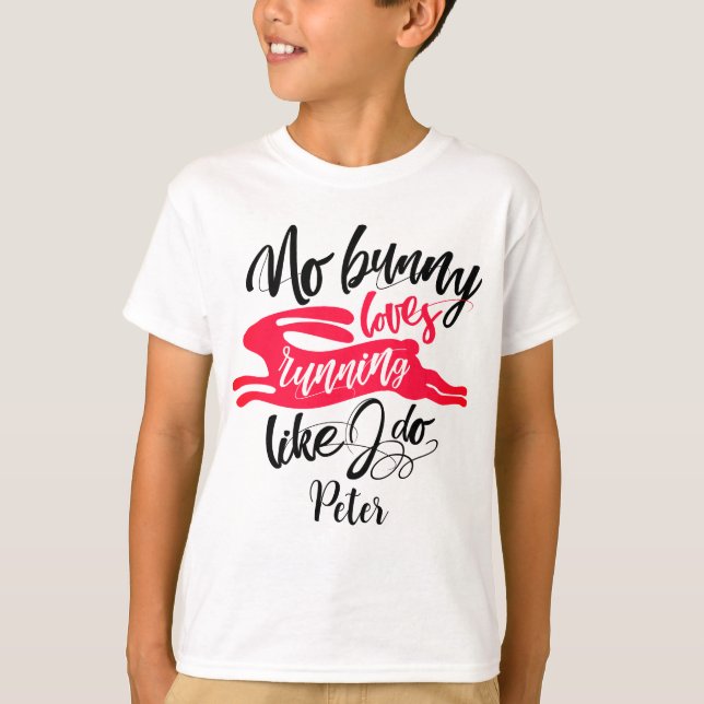 T-shirt Amour amusant Run Red Black Bunny Motivation Typog (Devant)