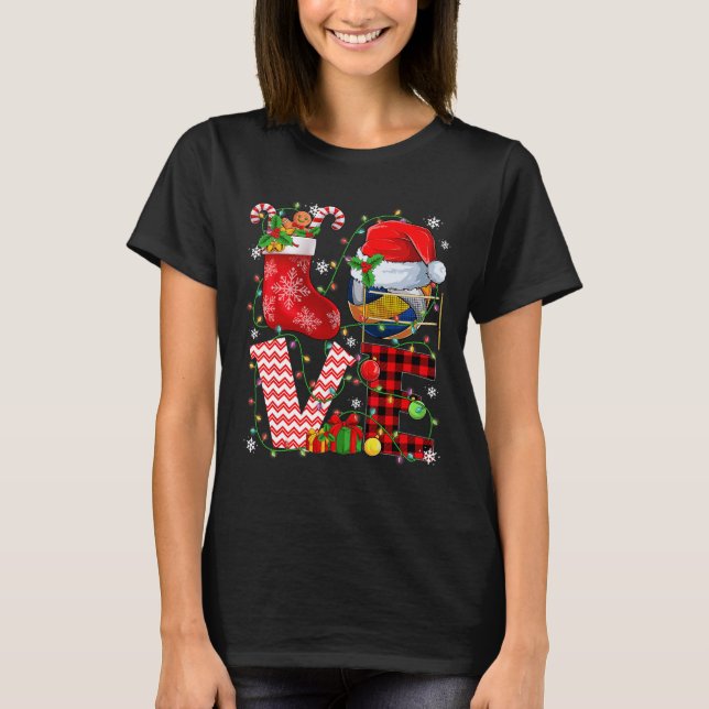 T-shirt Amour amusant Volleyball Bal Santa Hat Christmas L (Devant)