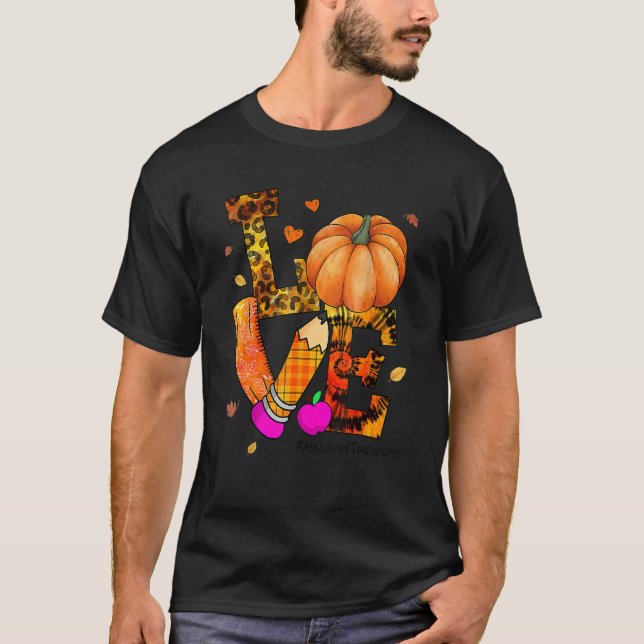 T-shirt Amour Assistant Enseignant Vie Leopard Citrouille  (Devant)
