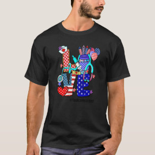 T-shirt Amour Assistant Médicale Stethoscope Fireworks Usa