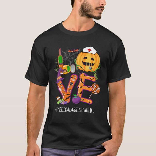 T-shirt Amour Assistant Médicale Vie Halloween Citrouille (Devant)