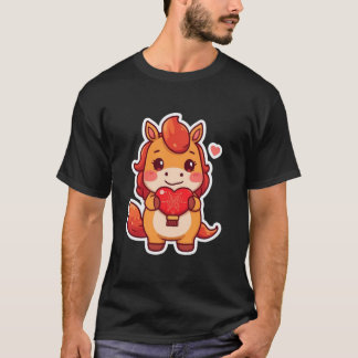 T-shirt Amour au Premier Galop Cheval de Feu Saint-Valenti