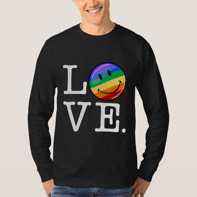 T-shirt Amour avec un drapeau heureux LGBT gai (Devant)