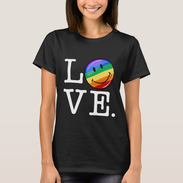 T-shirt Amour avec un drapeau heureux LGBT gai (Devant)