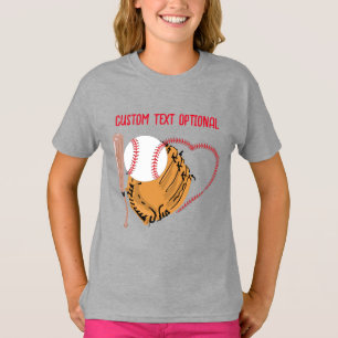 T-shirt Amour baseball, Glove et chauves-souris
