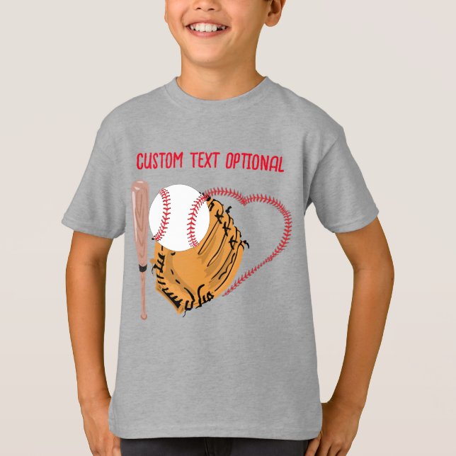 T-shirt Amour baseball, Glove et chauves-souris (Devant)