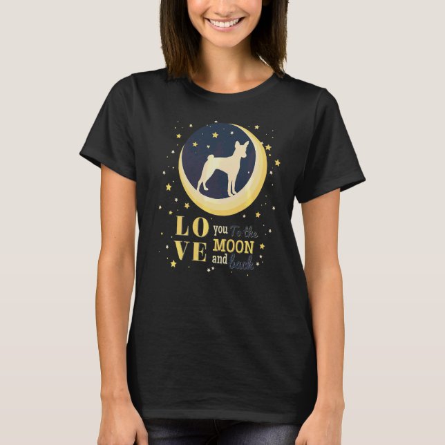 T-shirt Amour Basenji À La Lune (Devant)