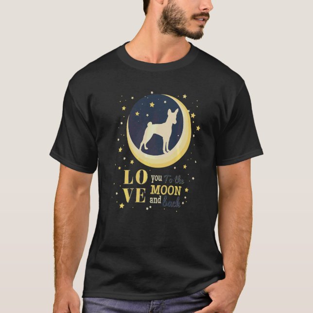 T-shirt Amour Basenji À La Lune (Devant)
