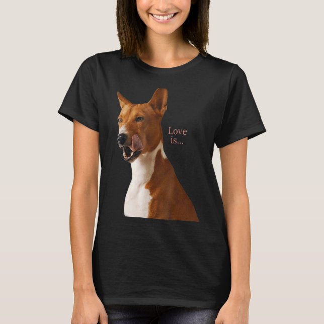 T-shirt Amour Basenji Chien Maman Papa Chiot Mignonne Anim (Devant)