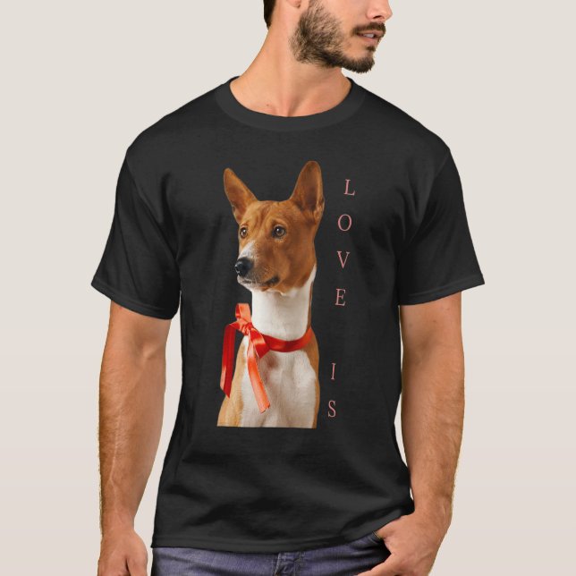 T-shirt Amour Basenji Chien Maman Papa Chiot Mignonne Anim (Devant)
