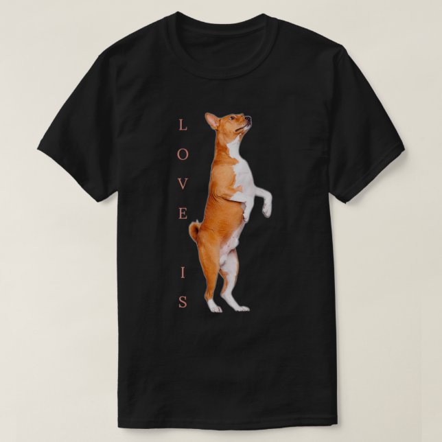 T-shirt Amour Basenji Chien Maman Papa Chiot Mignonne Anim (Design devant)