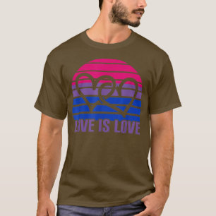 T-shirt Amour Bi Pride Amour Biseual Drapeau Deux Coeurs