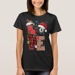 T-shirt Amour Billard Chapeau de Noël Santa Billiardser Pl