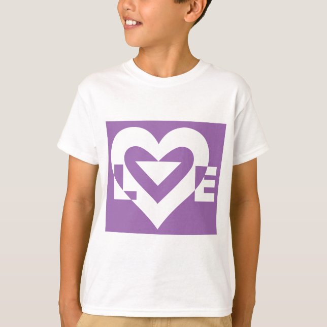 T-shirt Amour blanc sur violet (Devant)