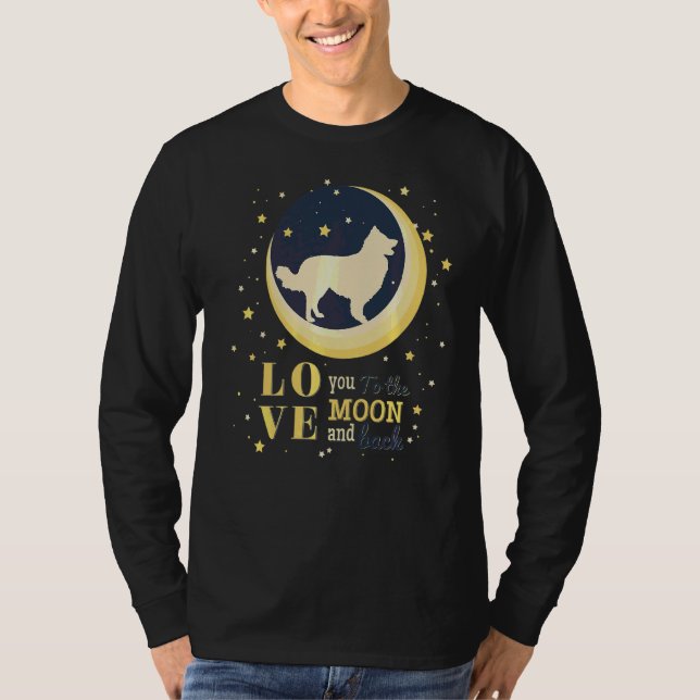 T-shirt Amour Bordure Collie À La Lune (Devant)