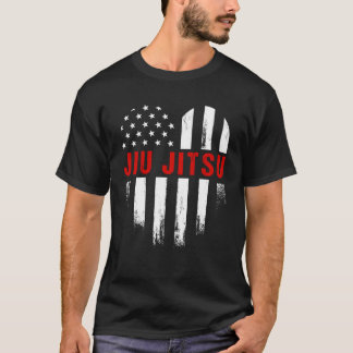 T-shirt Amour Brésilien Jiu Jitsu Drapeau Américain Sports