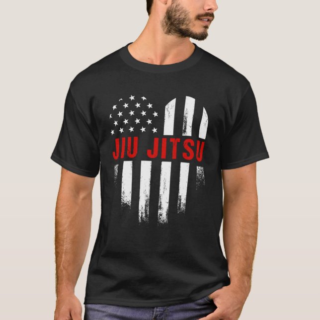T-shirt Amour Brésilien Jiu Jitsu Drapeau Américain Sports (Devant)