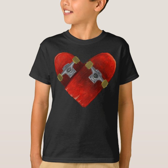 T-shirt Amour brisé planche à roulettes conception (Devant)