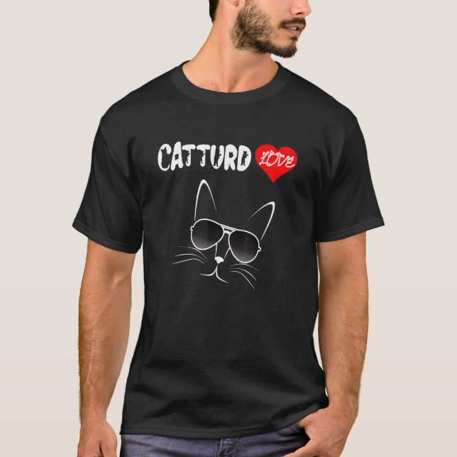 T-shirt Amour Catturd Drôle Visage Chat Avec Lunettes De S (Devant)