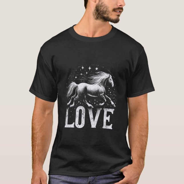 T-shirt Amour Cheval Équitation Cavalier de Cheval Course  (Devant)