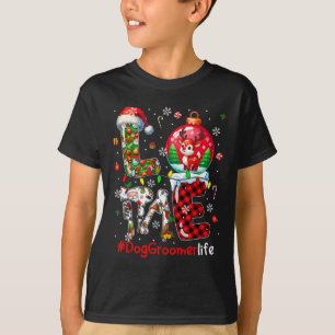 T-shirt Amour Chien Groomer Noël Père Noël Reindeer Corres