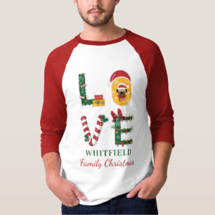 T-shirt Amour Chien Noël Personnalisé Famille assortie