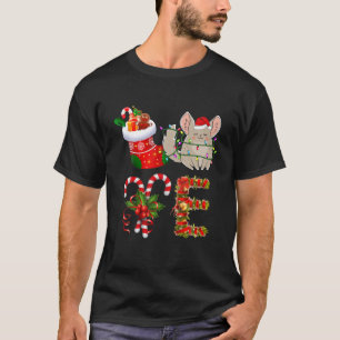 T-shirt Amour Chinchilla lumières de Noël Funny Santa Hat