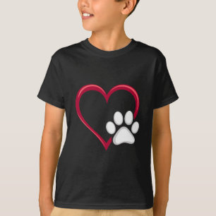 T-shirt Amour Coeur Chien Patte Saint-Valentin Amateur de