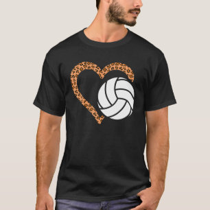 T-shirt Amour Coeur Leopard Volleyball Ball Sport Maman