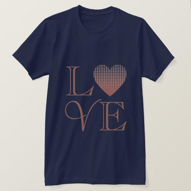 T-shirt Amour coeur rose or rousse rose chic valentine (Design devant)