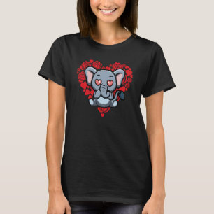 T-shirt Amour Coeur Saint Valentin Roses Elephant Garçons