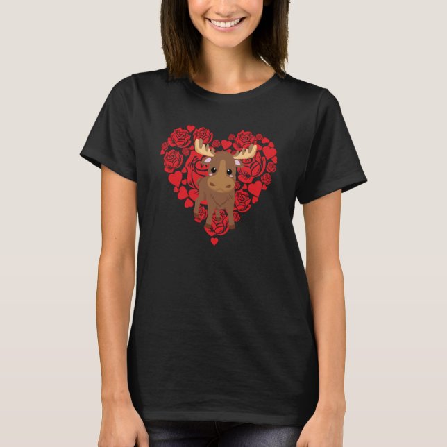 T-shirt Amour Coeur Saint Valentin Roses Moose Boys Enfant (Devant)
