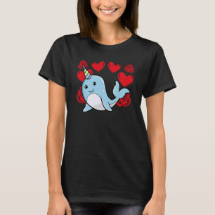 T-shirt Amour Coeur Saint Valentin Roses Narwhal Boys Enfa