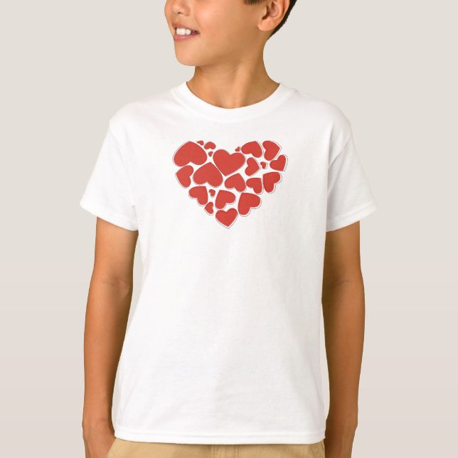 T-shirt Amour, Coeurs, Coeurs rouges, Saint Valentin (Devant)