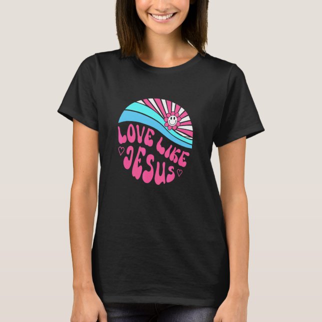 T-shirt Amour comme Jésus Daisy Coucher de soleil Religieu (Devant)