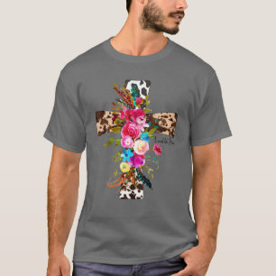 T-shirt Amour Comme Jésus Léopard Croix Florale Christian 