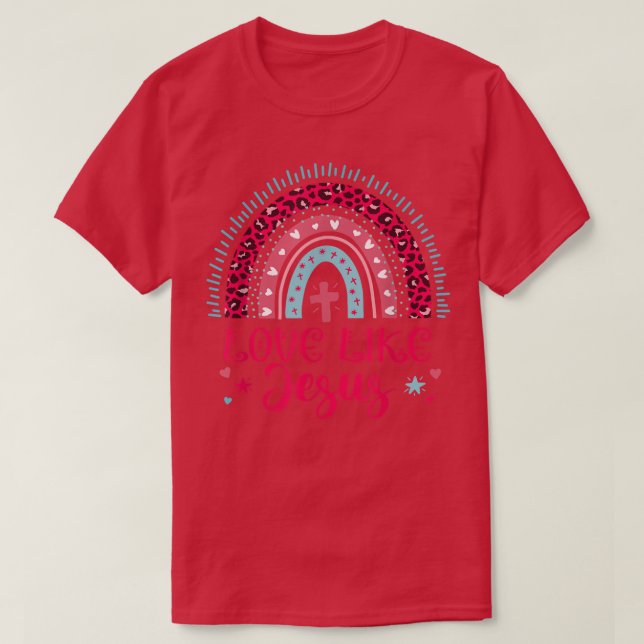 T-shirt Amour Comme Jésus Rainbow Leopard Christian Valent (Design devant)