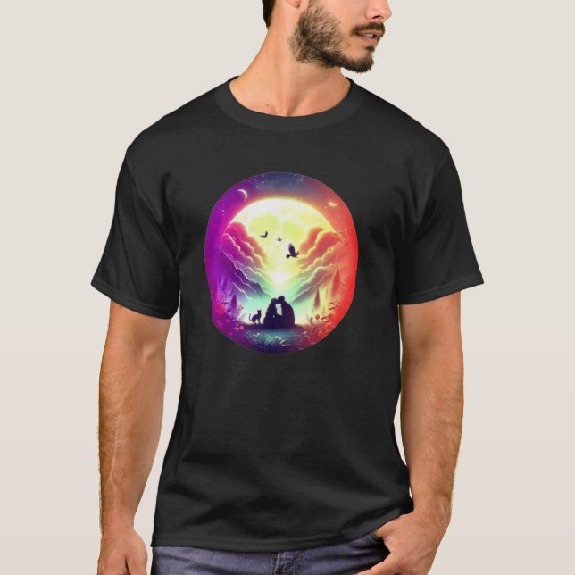 T-shirt amour couple lune (Devant)