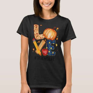 T-shirt Amour Crayon Automne Pomme Enseignant Vie