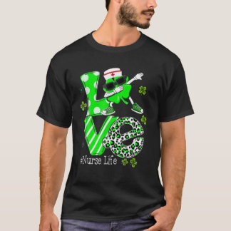 T-shirt Amour Dabbing Shamrock Infirmière Infirmière Vie S