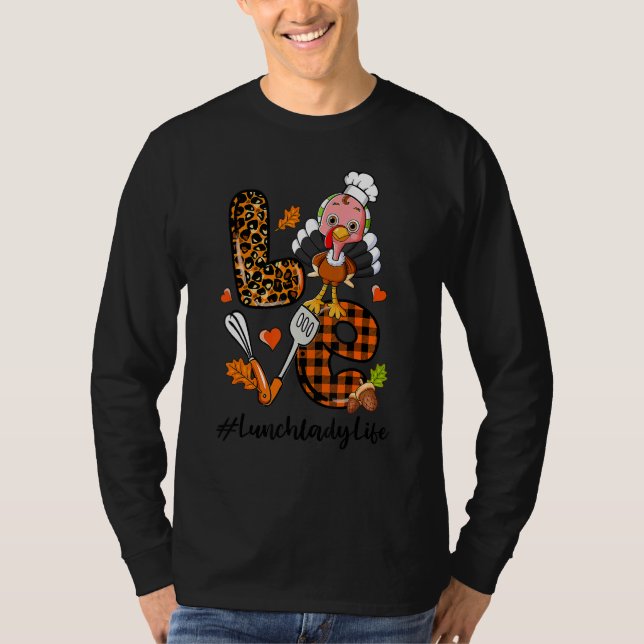 T-shirt Amour Dame Déjeuner Léopard Citrouille Dinde Autom (Devant)